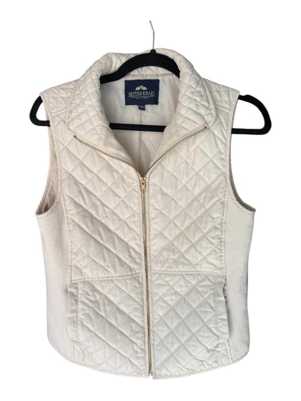 British Khaki Cream Quilted Sleeveless Jacket